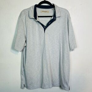 Tommy Bahama Men's Size Large L Short Sleeve Polo Shirt Light Gray Modal Blend